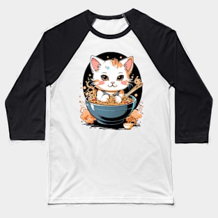 A kawaii cat eating ramen Baseball T-Shirt